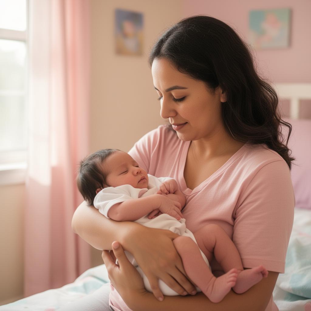 A mother holding her infant